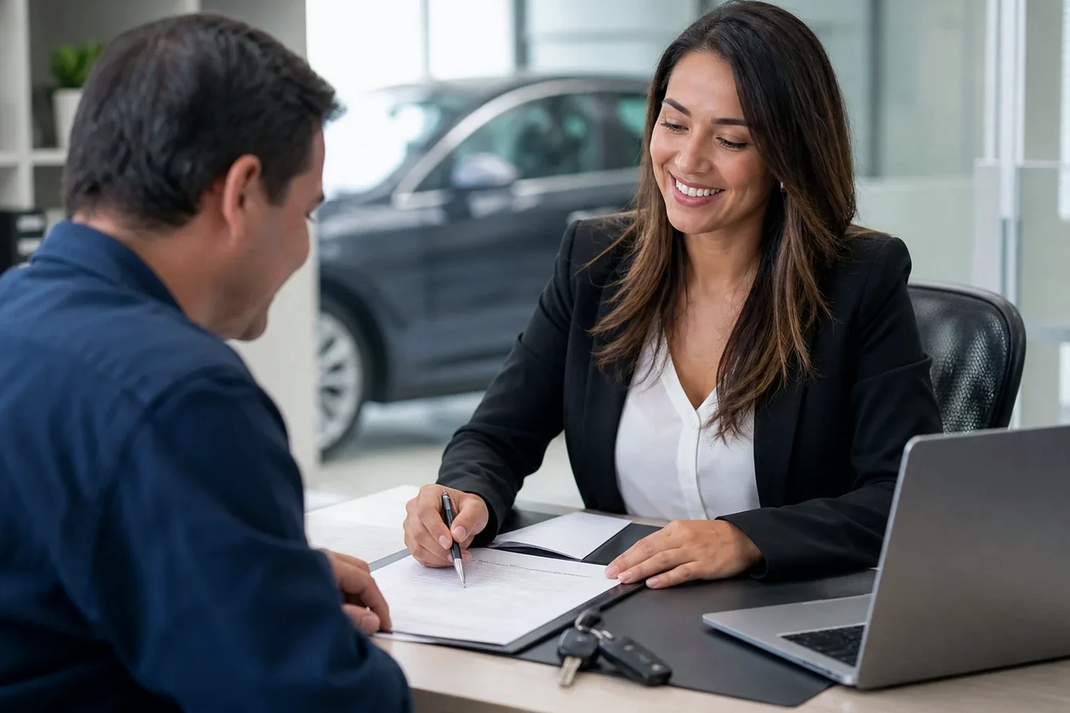 Despachante registrando informações para licenciamento de veículo.